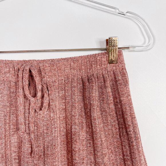 Boutique Small S Ribbed Lounge Shorts Heathered Pink Red Drawstring Waist Cozy - Picture 3 of 6